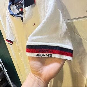 Vintage 90s Tommy Hilfiger Tommy Jeans White Polo Shirt Retro Streetwear Mens M